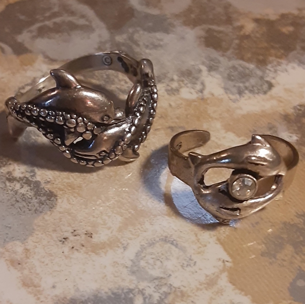 STERLING DOLPHIN Hand & Toe RING sz 7 & 4
